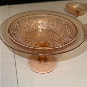 Depression Pink Glass Compote Dish